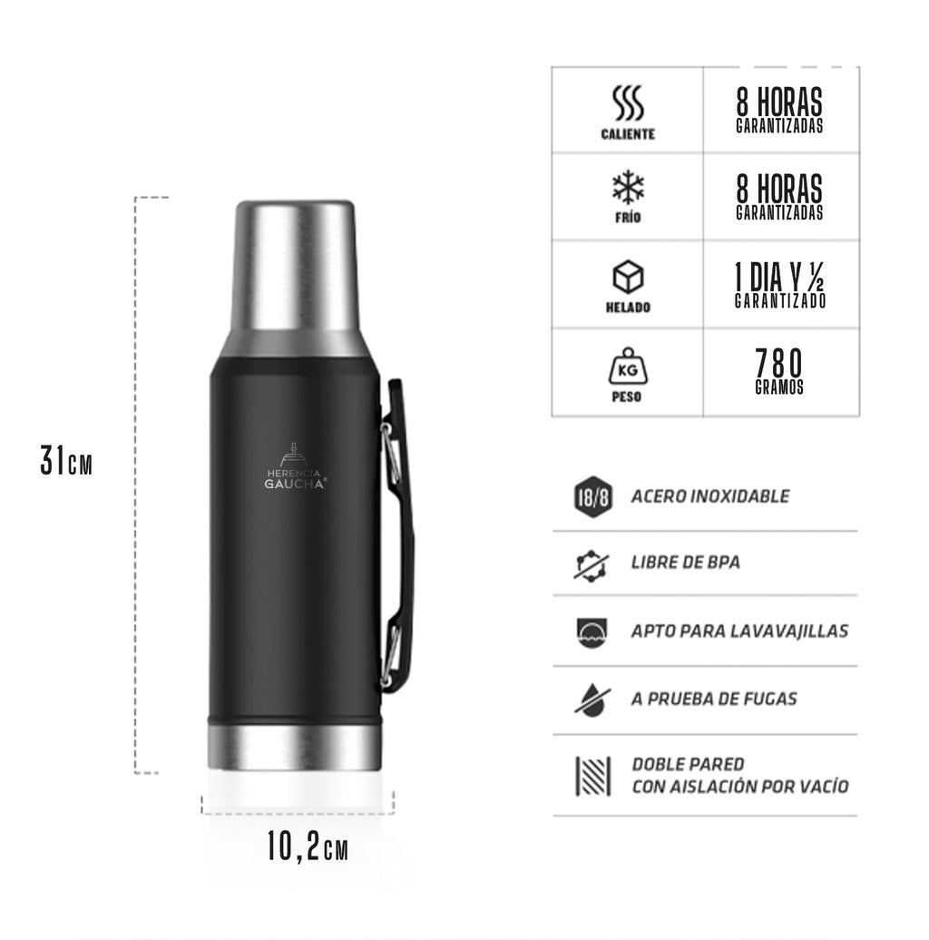 HERENCIA GAUCHA | Termo para mate de 1L con pico cebador.