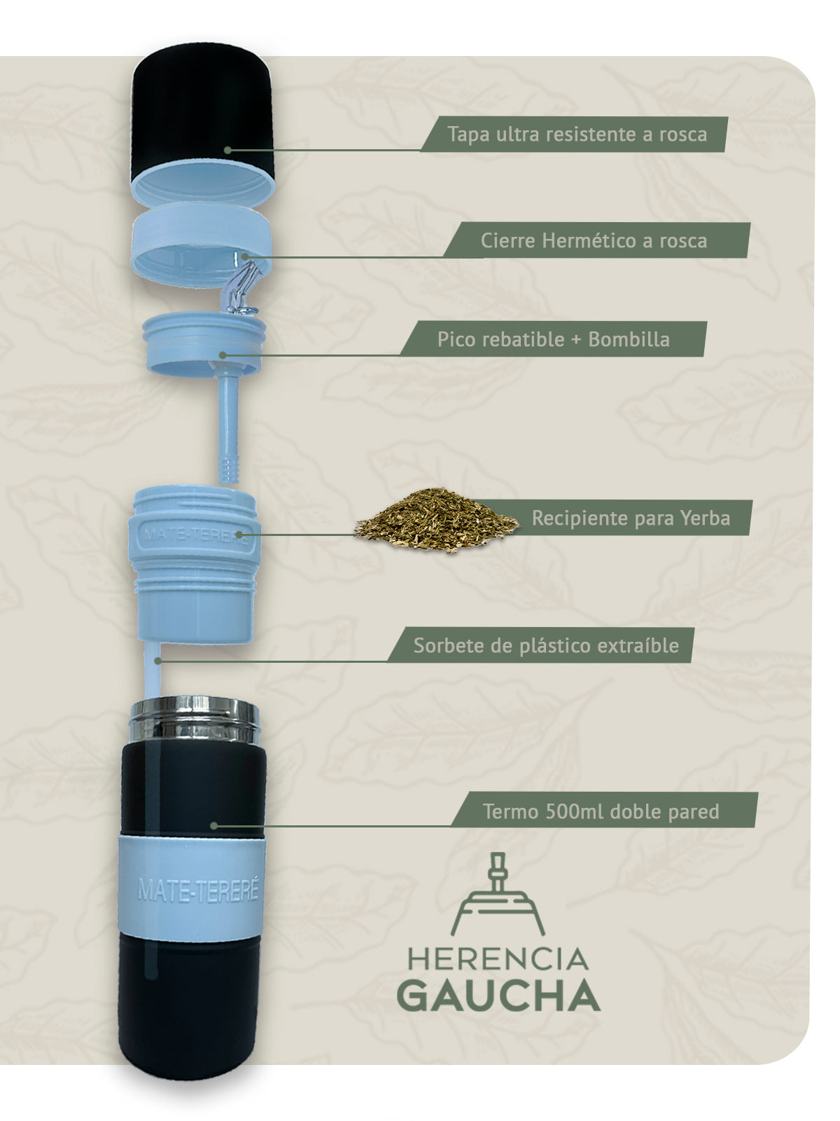 HERENCIA GAUCHA | Automate - Termo MateListo Tereré 500ml