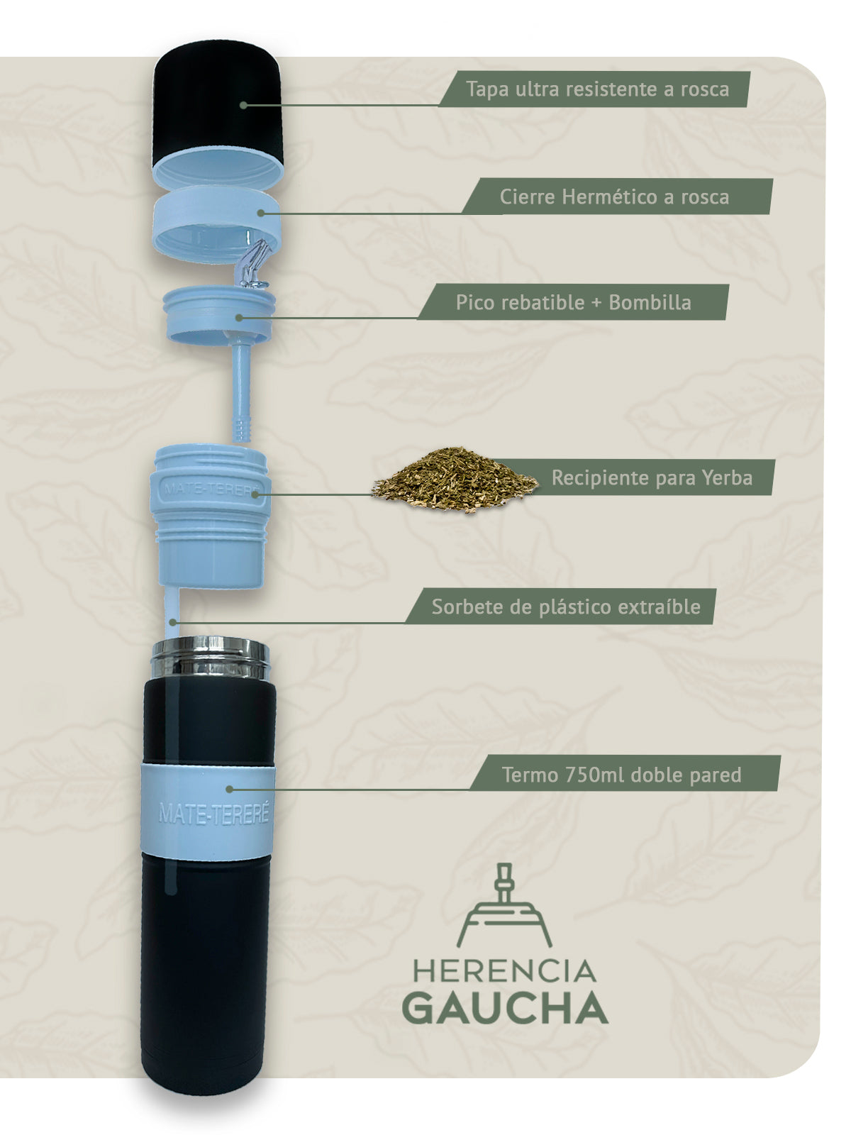 HERENCIA GAUCHA | Automate - Termo MateListo Tereré 750ml
