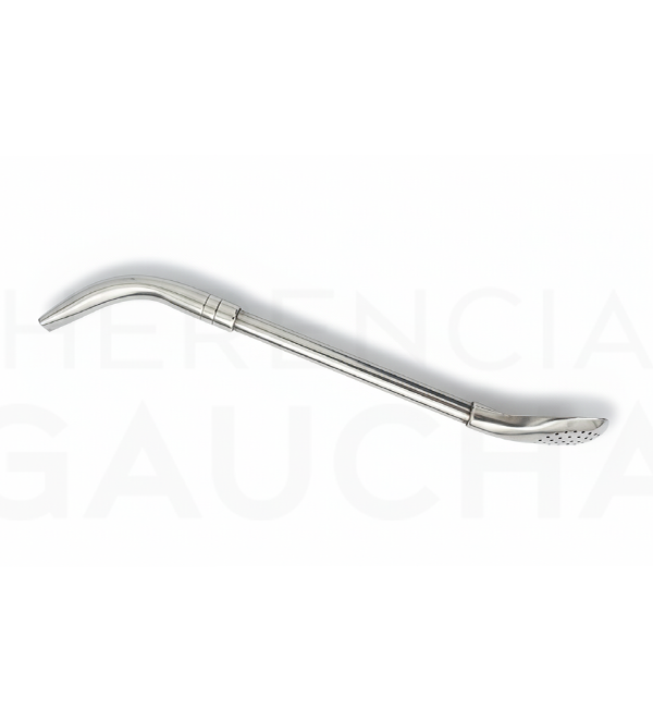 HERENCIA GAUCHA - Bombilla estilo Pico de Loro, Bombilla premium de Alpaca. Longitud 19cm.