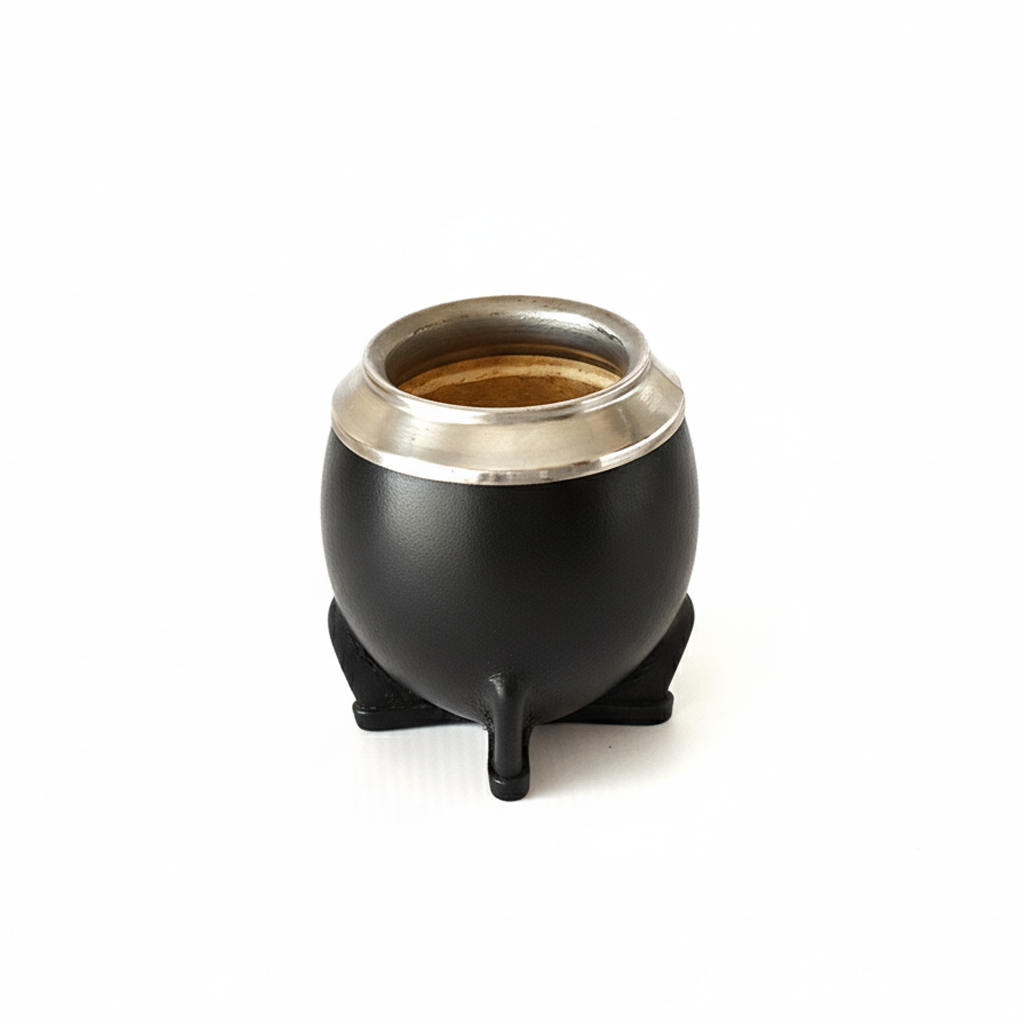Mate Torpedo(Calabaza) Cuero NEGRO- Virola de Acero