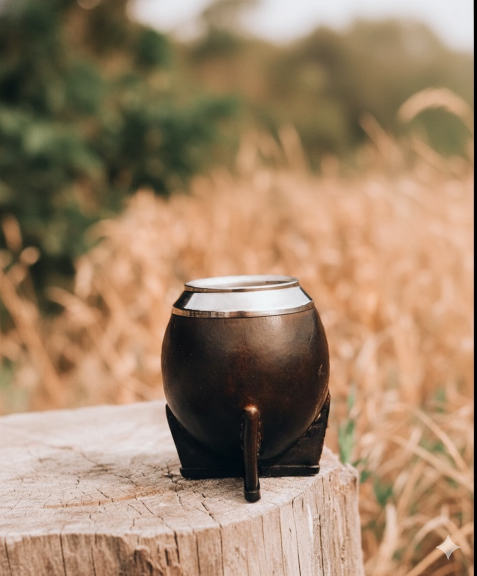 Mate Torpedo(Calabaza) Cuero MARRÓN - Virola de Acero