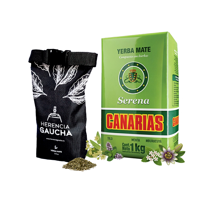 PROMO Yerba Mate Canarias Serena 1 Kg + Yerbera Rolltop